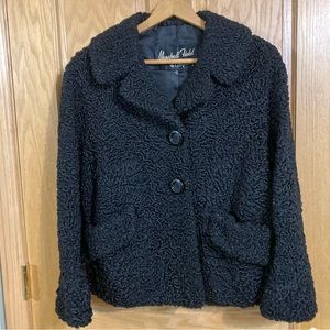 Vintage Marshall Field and Company curly black lamb fur jacket